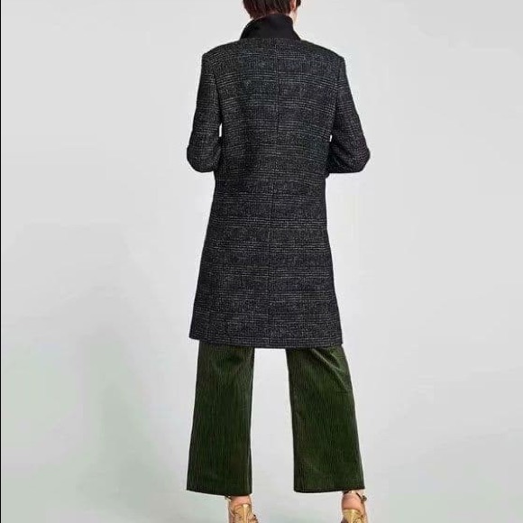 Zara checked double-breasted coat, black/grey - Picture 3 of 7